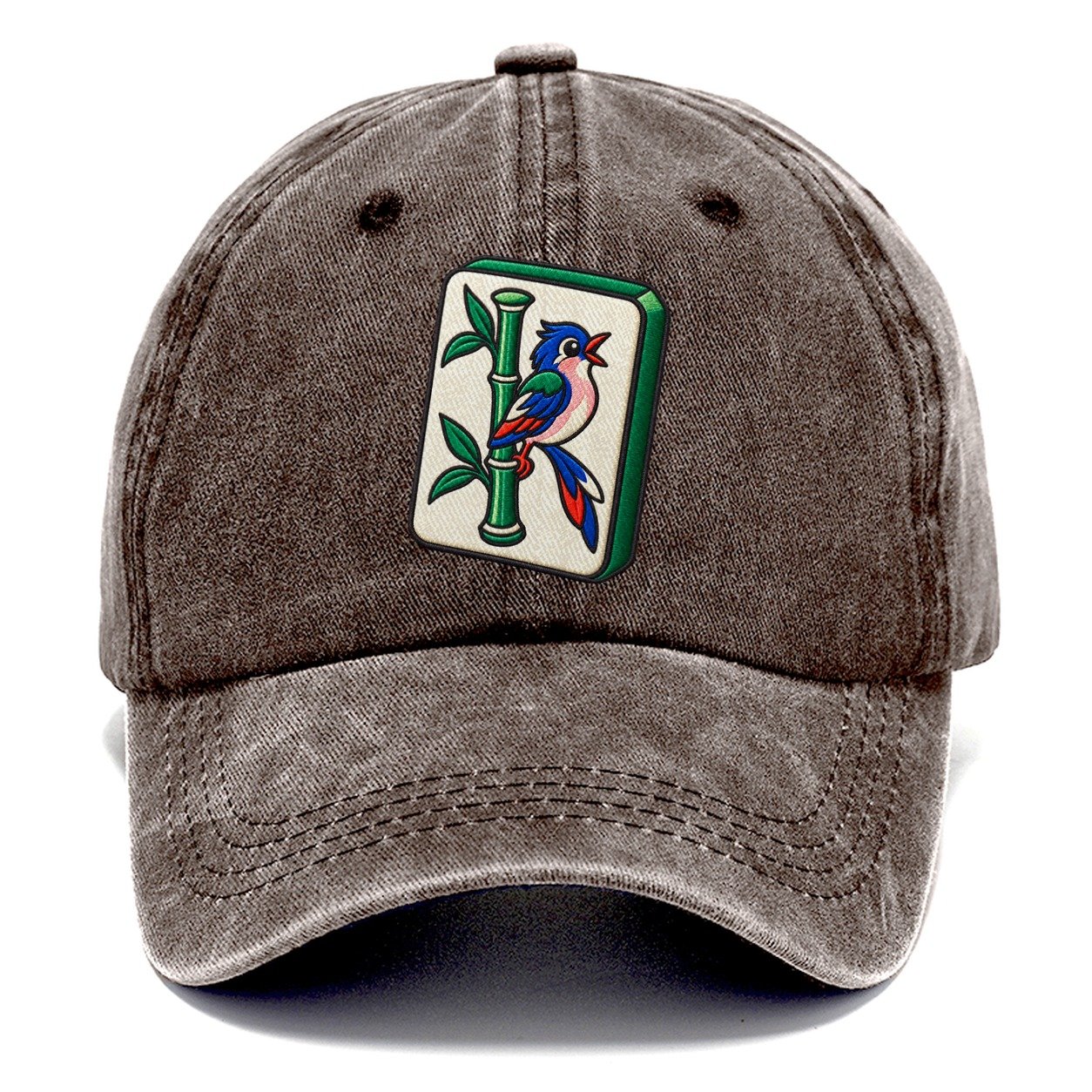 Bamboo Songbird Mahjong Game Night Classic Cap – Brown