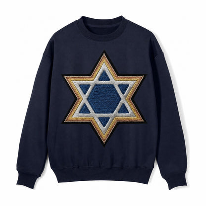 Star Of David Fleece Sweatshirt – Navy Blue