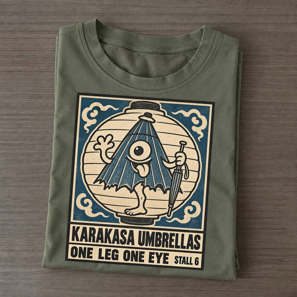 Karakasa Umbrellas Yokai Night Market Classic T-shirt – Army Green