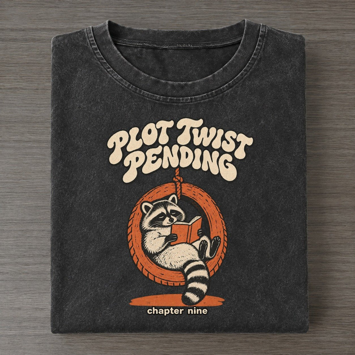 Plot Twist Pending Raccoons Off Duty Vintage T-shirt – Black
