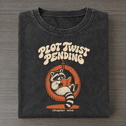 Plot Twist Pending Raccoons Off Duty Vintage T-shirt – Black