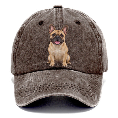 French Bulldog Sitting Upright Top Breeds Classic Cap – Brown
