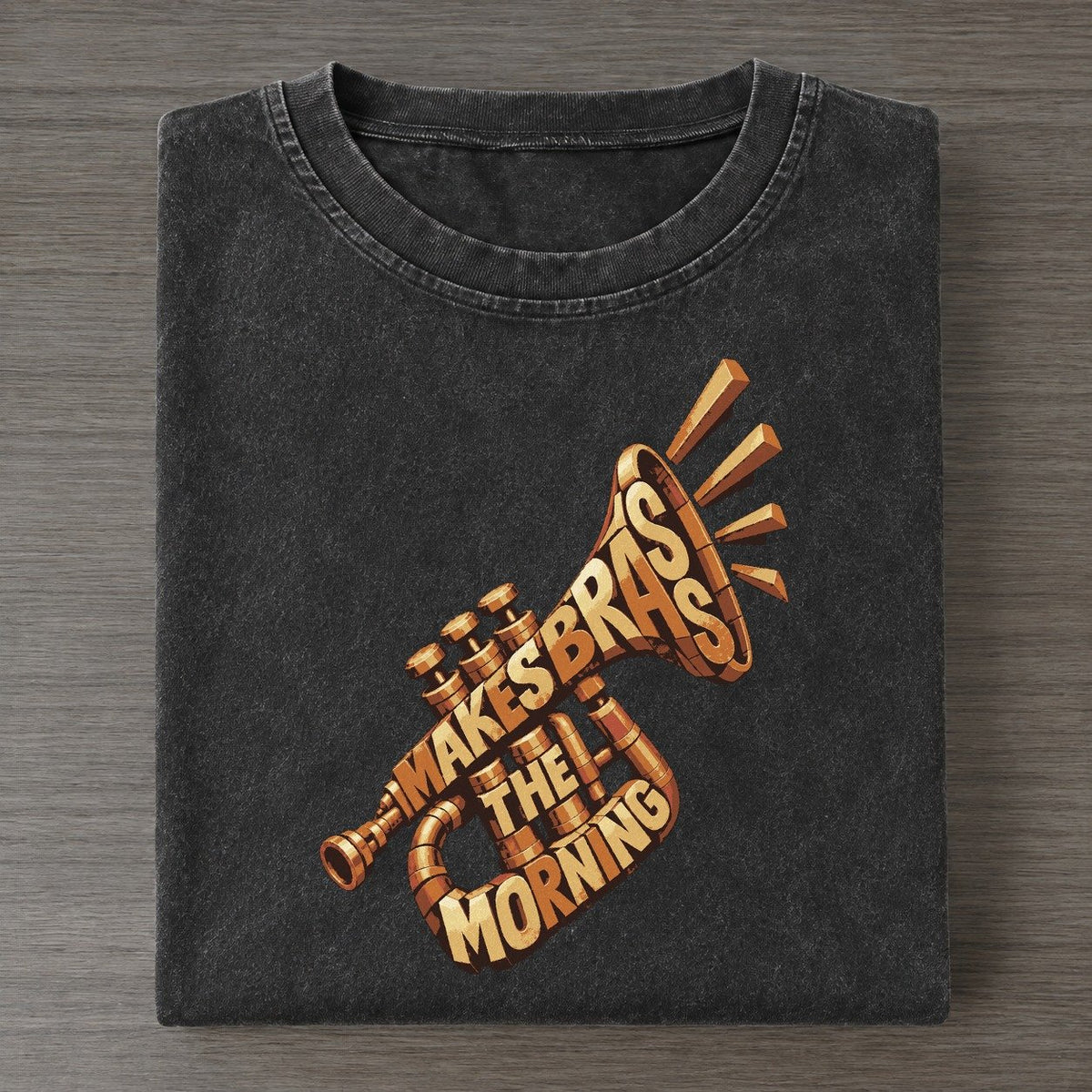 Trumpet Bell Burst Letter Sculpture Vintage T-shirt – Black