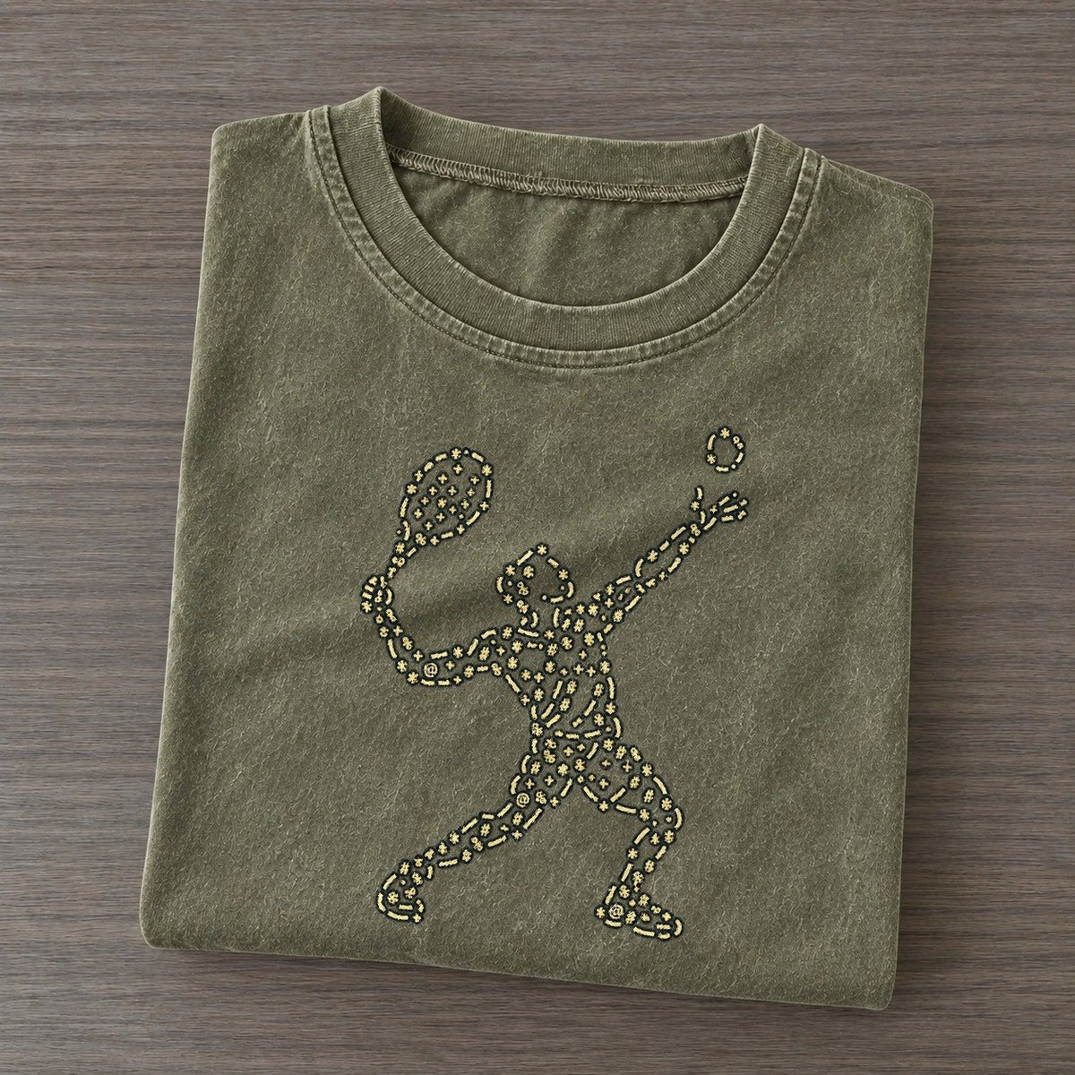 Racket Ball Orbit Vintage T-shirt – Army Green