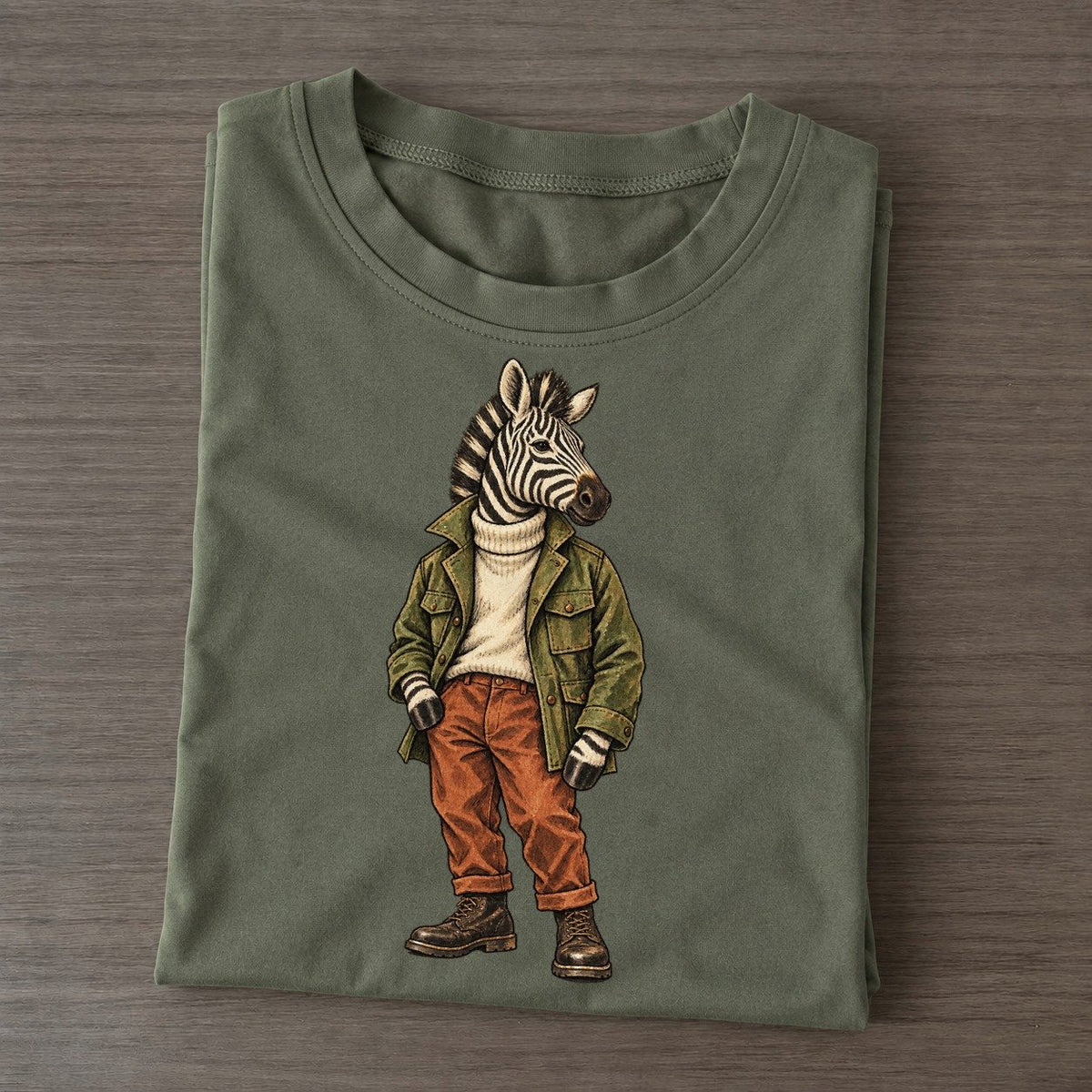 Zebra Wardrobe Portrait Wild Wardrobe Portraits Classic T-shirt – Army Green