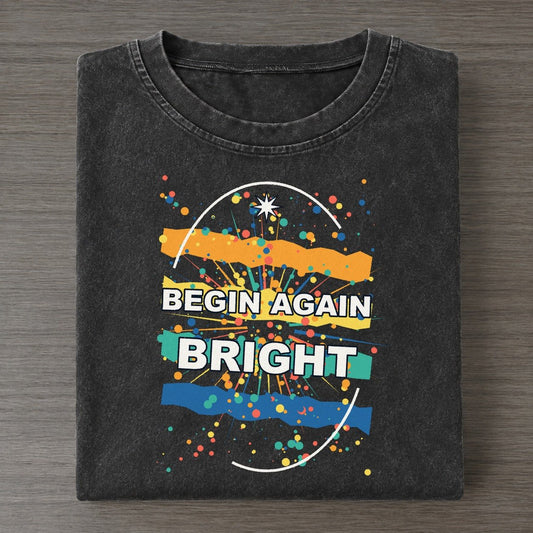 Begin Again Bright Colorburst Uplift Vintage T-shirt – Black