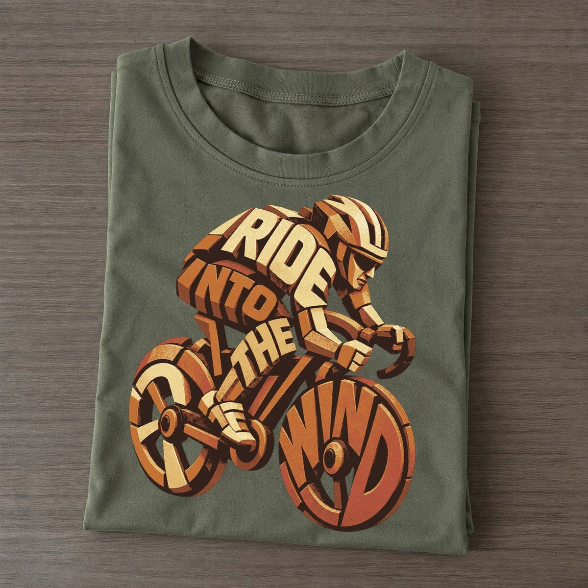 Cyclist Sprint Arc Letter Sculpture Classic T-shirt – Army Green