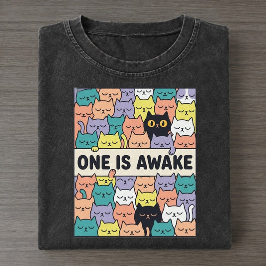One Awake Overcatted Vintage T-shirt – Black