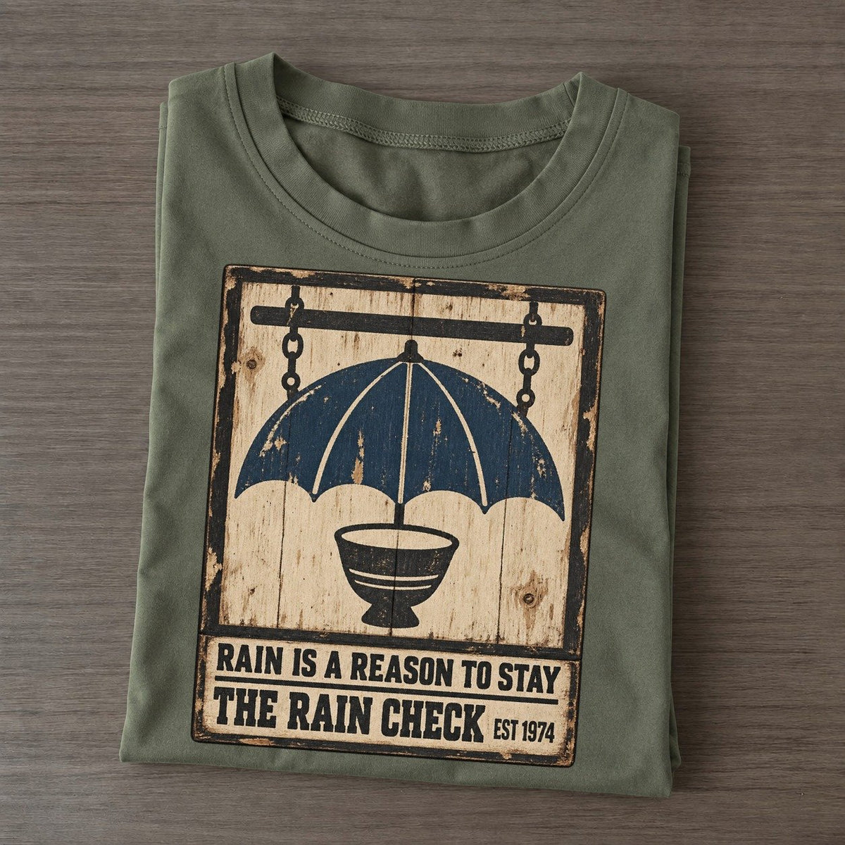 Rain Check Bar Izakaya Rules Classic T-shirt – Army Green