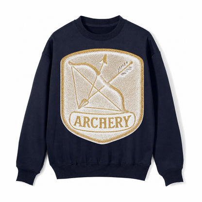 Bow And Arrow Crossed Archery Enthusiast Fleece Sweatshirt – Navy Blue