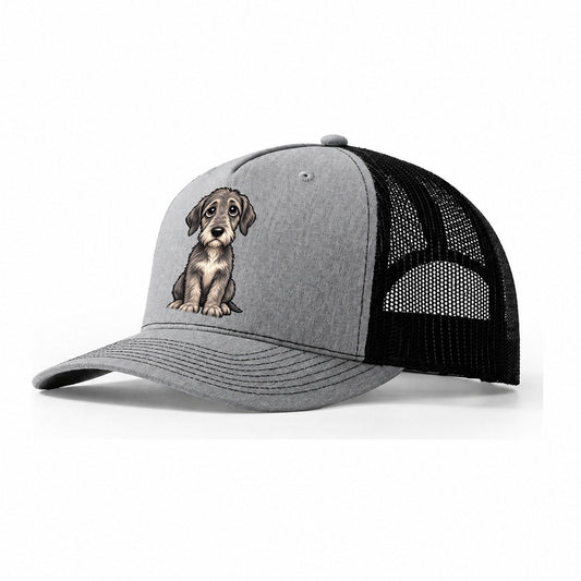 Irish Wolfhound Sitting Sweetheart Trucker Hat – Sport Grey Black