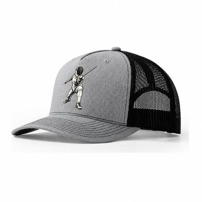 Fencer Foil Lunge Global Sports Ink Figures Trucker Hat – Sport Grey Black