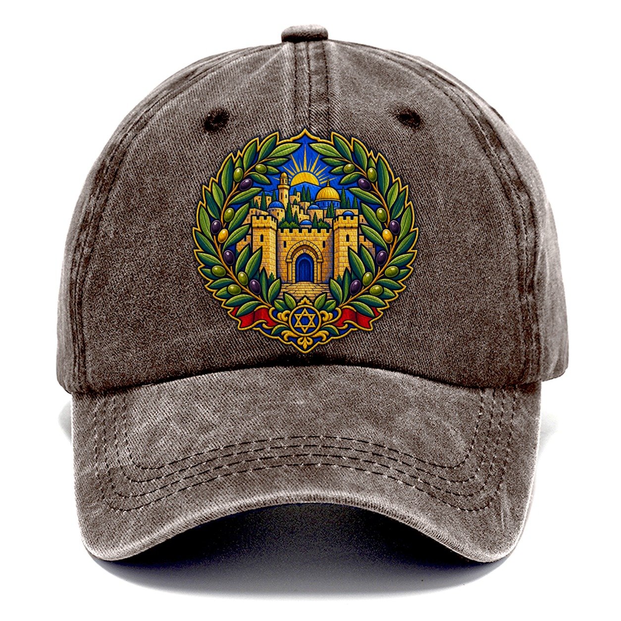 Olive Branch Wreath Jerusalem Classic Cap – Brown