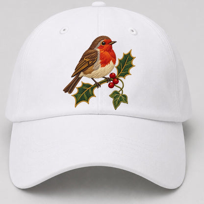 British Robin Holly And Ivy Uk Culture Heritage Baseball Cap – White