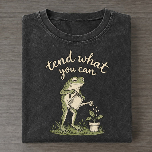 Watering Rounds Pond Folk Vintage T-shirt – Black