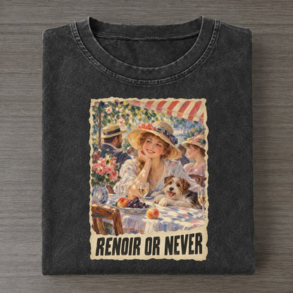 Renoir Or Never Garden Lunch Art Pun Vintage T-shirt – Black