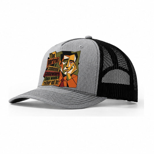 Bored Office Man Portrait Trucker Hat – Sport Grey Black