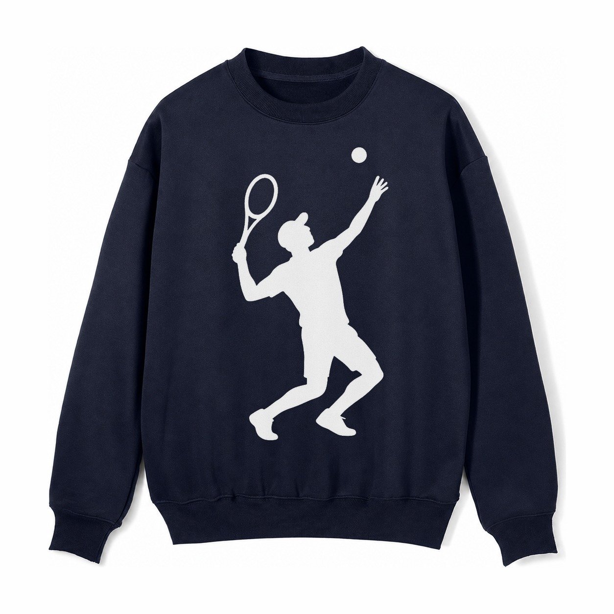 Tennis Player Serving Powerful Shot Fleece Sweatshirt – Navy Blue