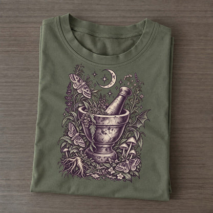 Mortar And Pestle Herbs Midnight Haunt Classic T-shirt – Army Green