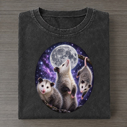 Opossums Under The Moon Moon Choir Vintage T-shirt – Black