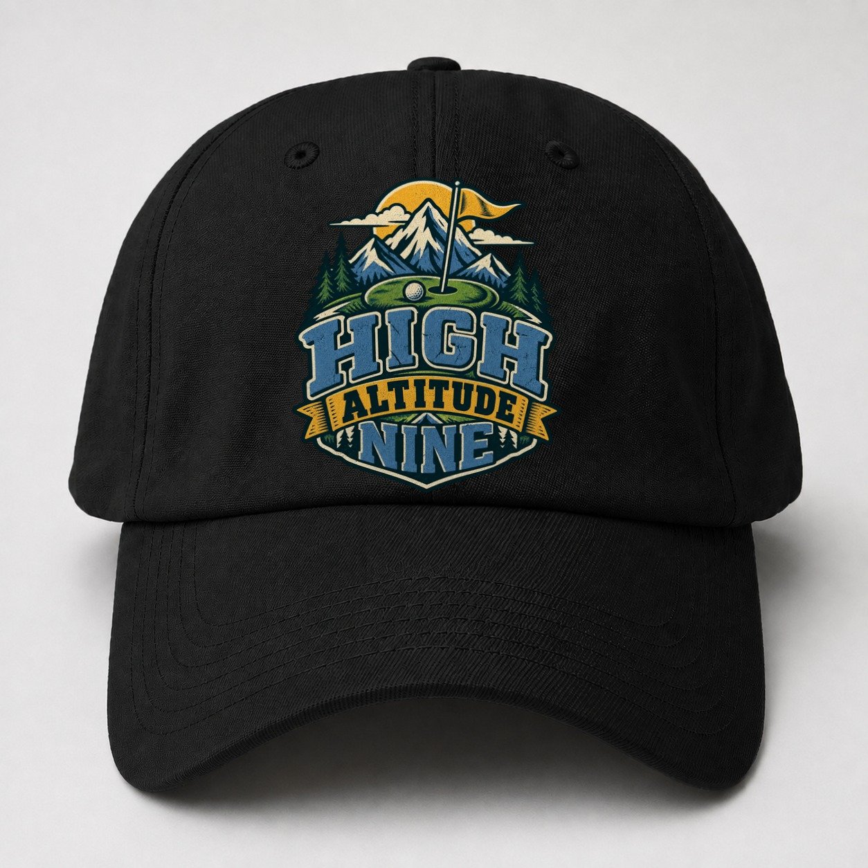 High Altitude Nine Golf Life Baseball Cap – Black