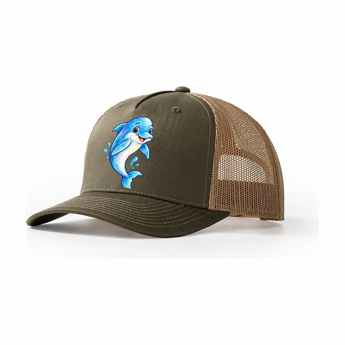 Dolphin Friendly Leap Sea Sprite Trucker Hat – Olive Khaki