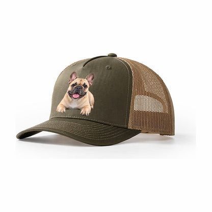 French Bulldog Lying Down Top Breeds Trucker Hat – Olive Khaki