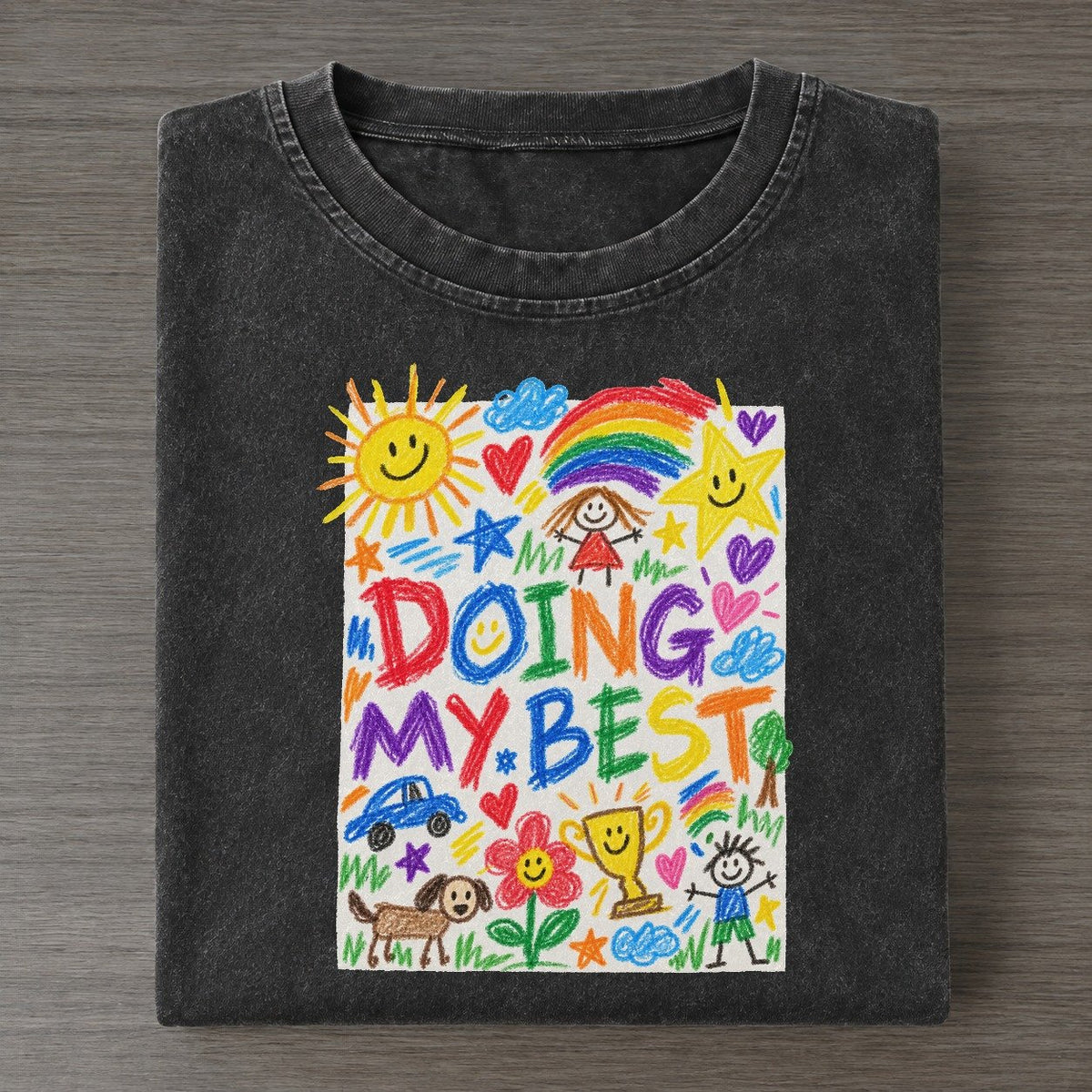 Doing My Best Crayon Hour Vintage T-shirt – Black