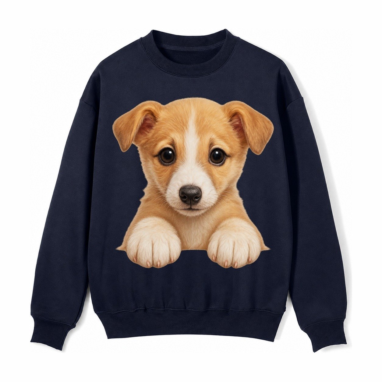 Whippet Fawn Colored Design Fleece Sweatshirt – Navy Blue
