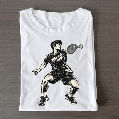 Badminton Backhand Lift Global Sports Ink Figures Classic T-shirt – White