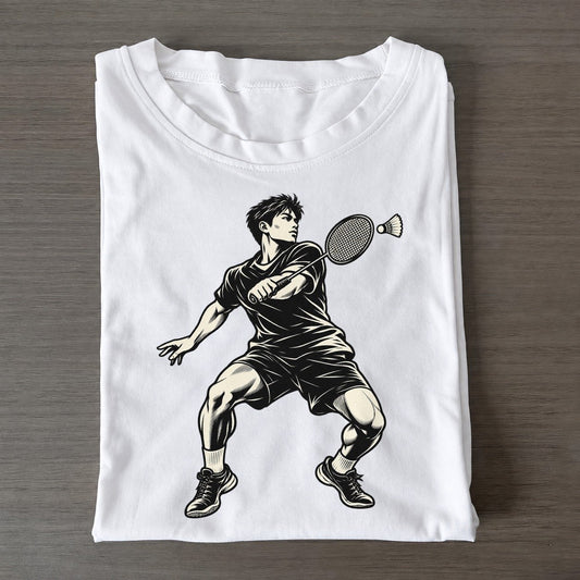 Badminton Backhand Lift Global Sports Ink Figures Classic T-shirt – White