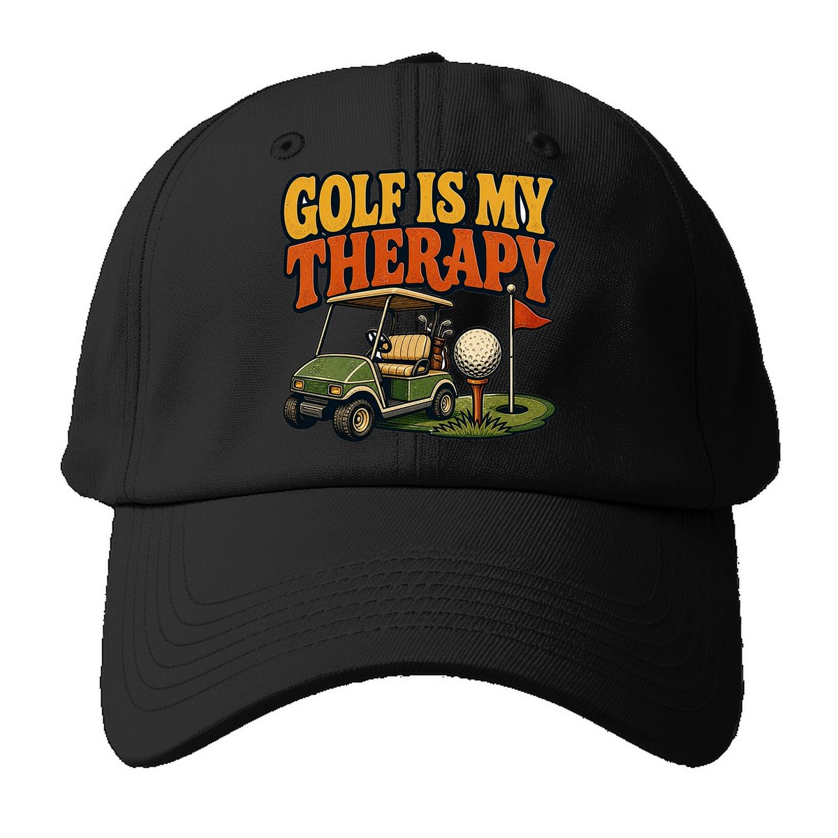 Golf Is My Therapy Baseball Cap – Black