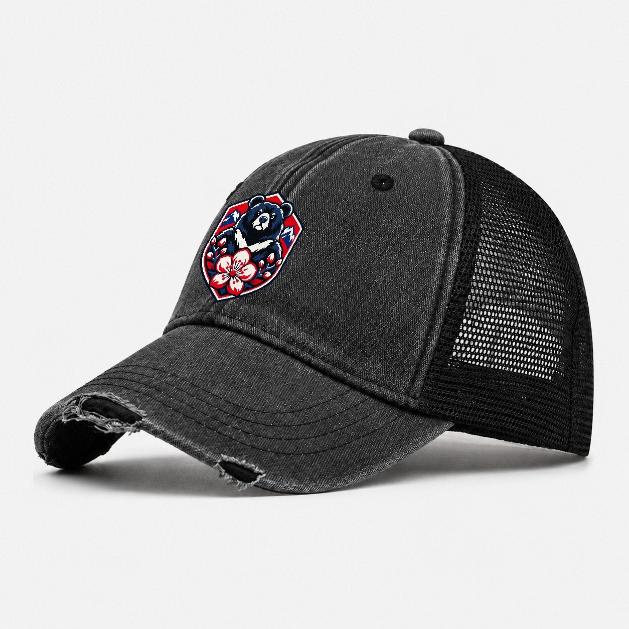Taiwan Minimal Emblem Country Logos Washed Trucker Hat – Black