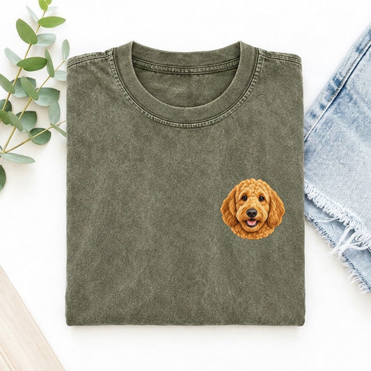 Goldendoodle Left Chest Vintage T-shirt – Army Green