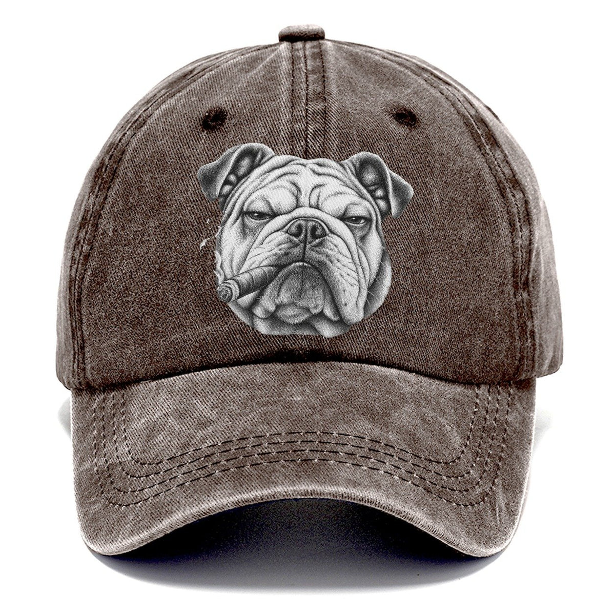 Bulldog A Lit Cigar Smoking Dogs Smoking Dogs Portraits Classic Cap – Brown