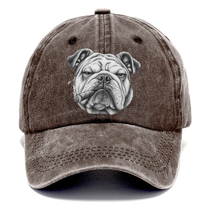 Bulldog A Lit Cigar Smoking Dogs Smoking Dogs Portraits Classic Cap – Brown