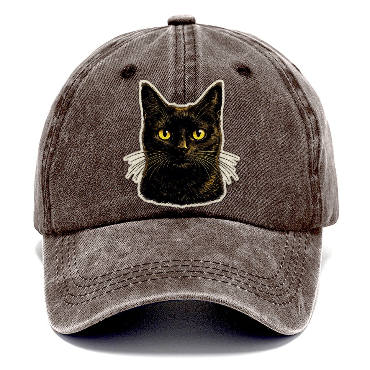 Golden Eyed Black Cat Classic Cap – Brown