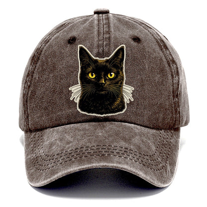 Golden Eyed Black Cat Classic Cap – Brown