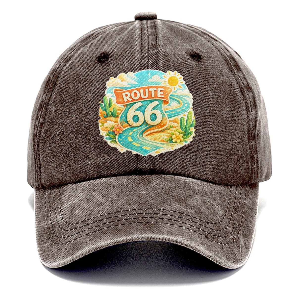 Route 66 Highway Shield Classic Cap – Brown