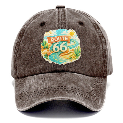 Route 66 Highway Shield Classic Cap – Brown