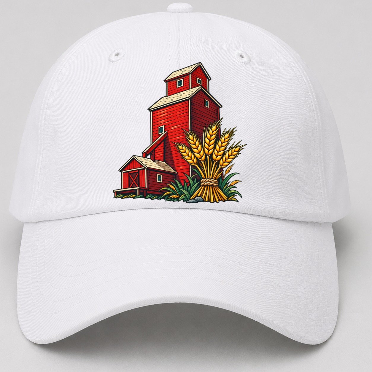 Prairie Grain Elevator And Wheat Sheaf Canada Cultural Icons Baseball Cap – White