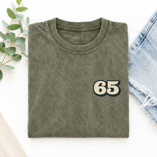 Number 65 Left Chest Vintage T-shirt – Army Green