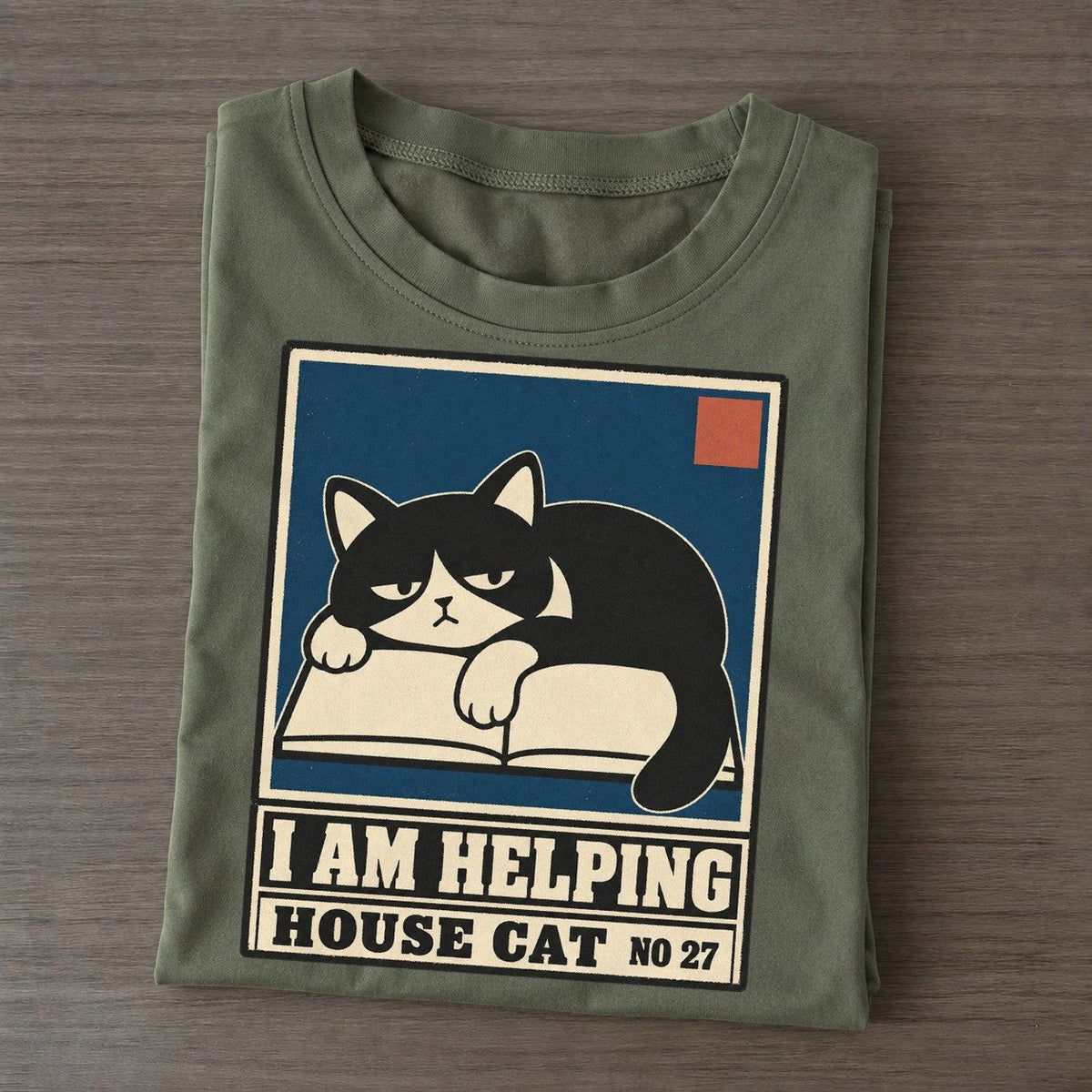 I Am Helping Neko Says No Classic T-shirt – Army Green