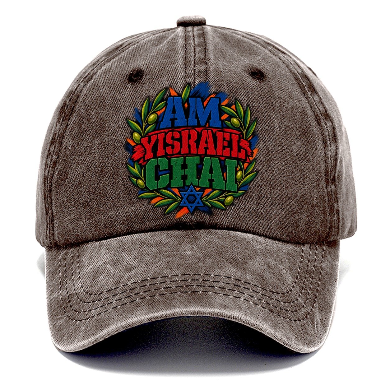 Am Yisrael Chai Anthem Judaism Heritage Classic Cap – Brown