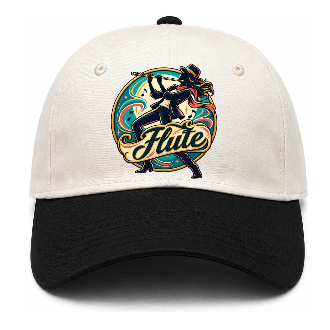 Flute Crest Two Tone Cap – Black