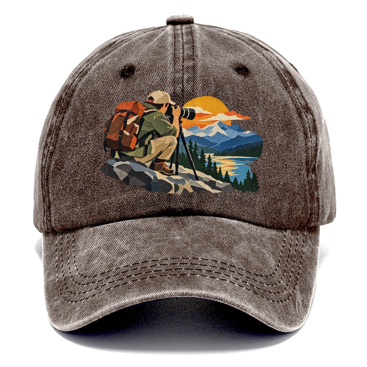 Mountain Sunset Photographer Classic Cap – Brown