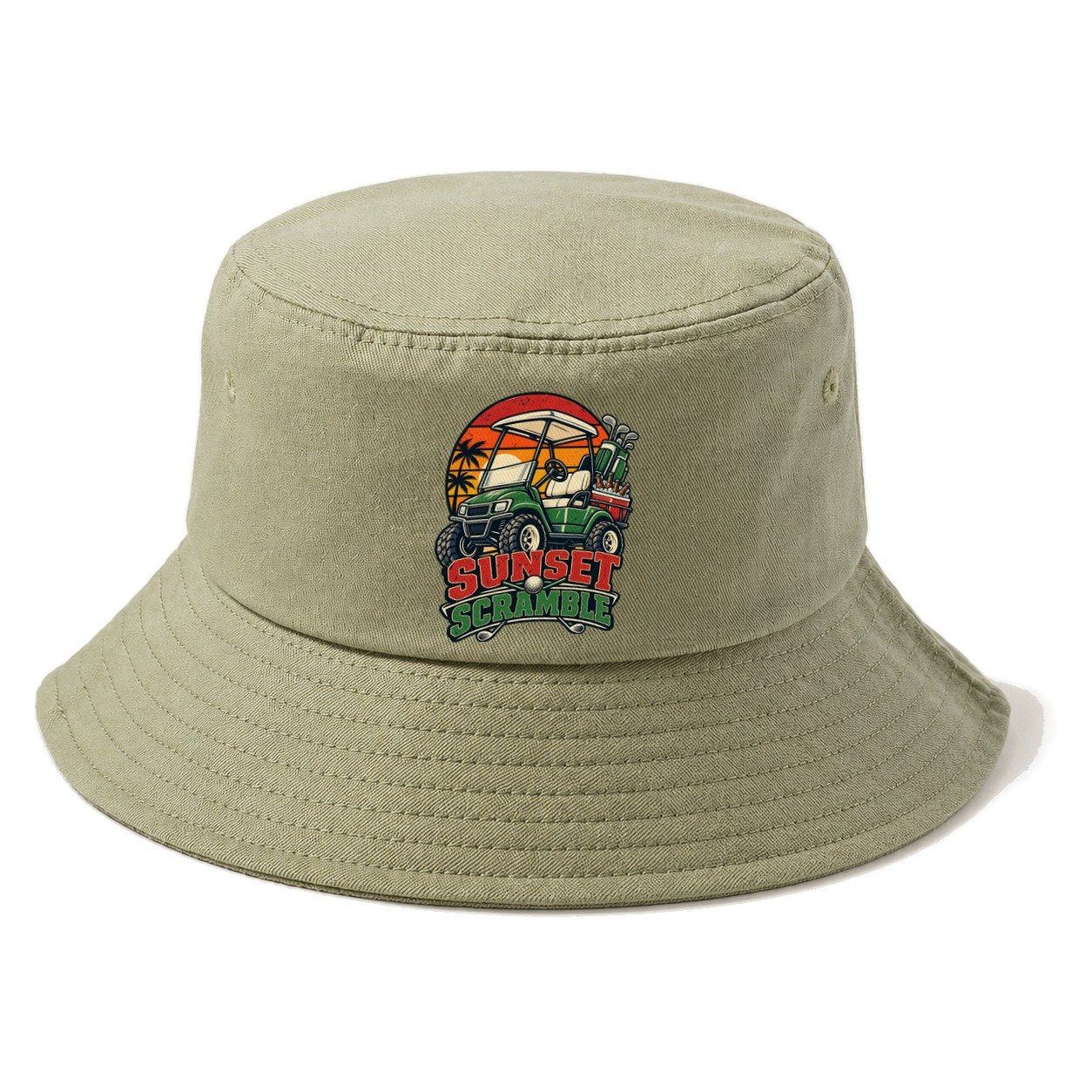 Sunset Scramble Golf Life Bucket Hat – Army Green