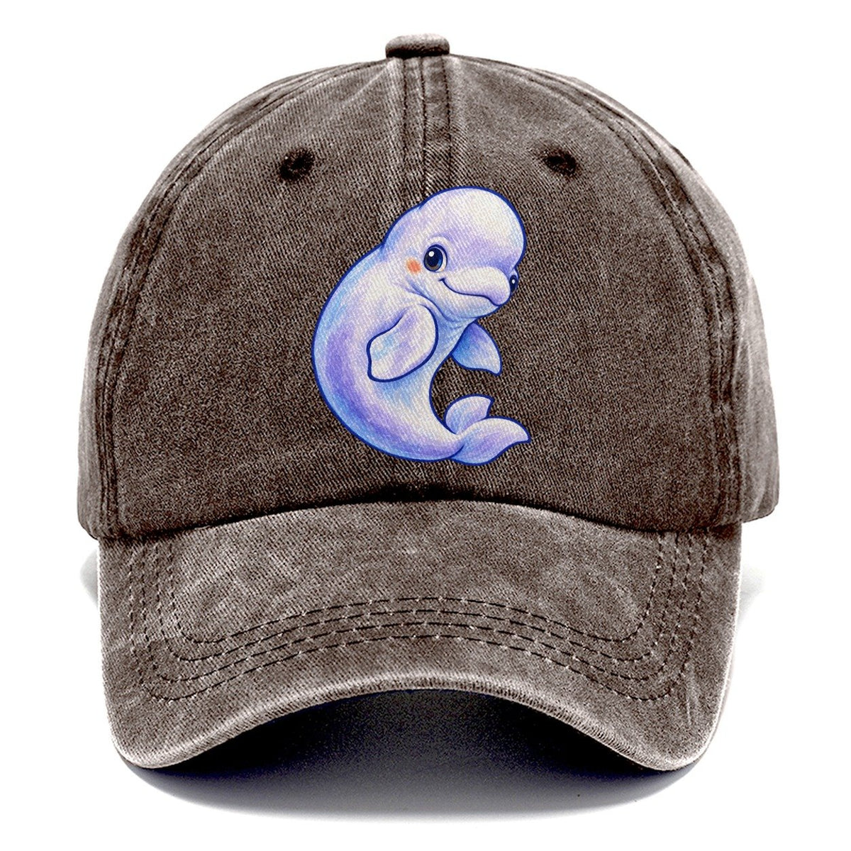Beluga Whale Gentle Turn Sea Sprite Classic Cap – Brown