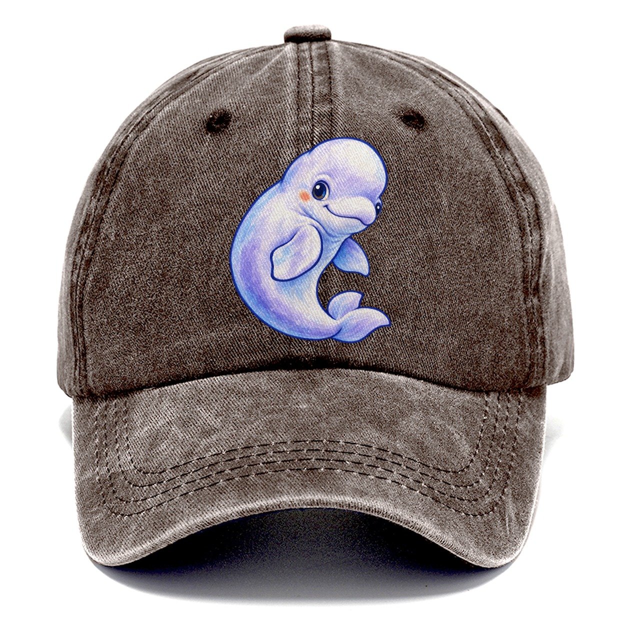 Beluga Whale Gentle Turn Sea Sprite Classic Cap – Brown