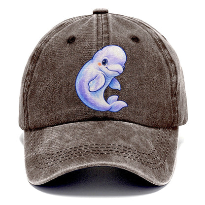 Beluga Whale Gentle Turn Sea Sprite Classic Cap – Brown